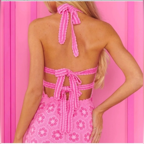 RARE! Show Me Your Mumu + Barbie TM Happy Halter Mini Dress size XL - Picture 3 of 5